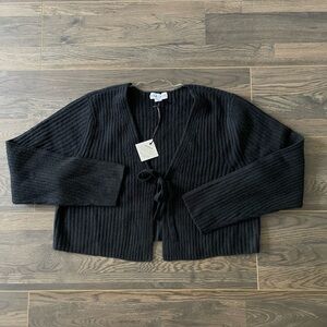 Ava & Viv Black Ribbed Knit Cardigan Sweater